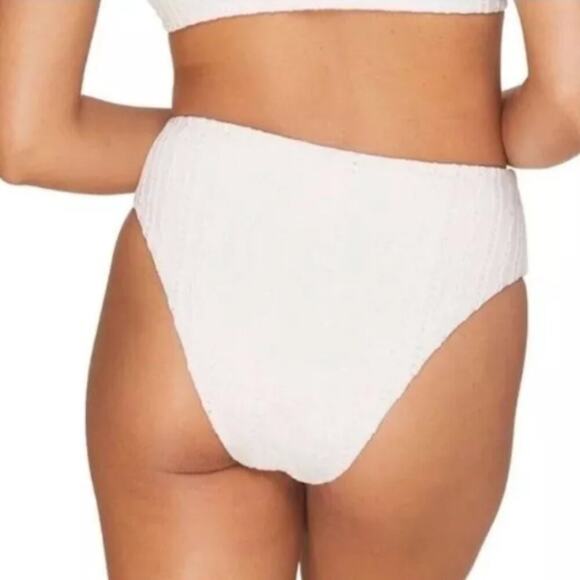 Andie Size M Coconut White Embroidered The 90s High Waisted Bikini Bottom Resort - Picture 2 of 7